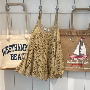 Mystree Tan Crochet Top